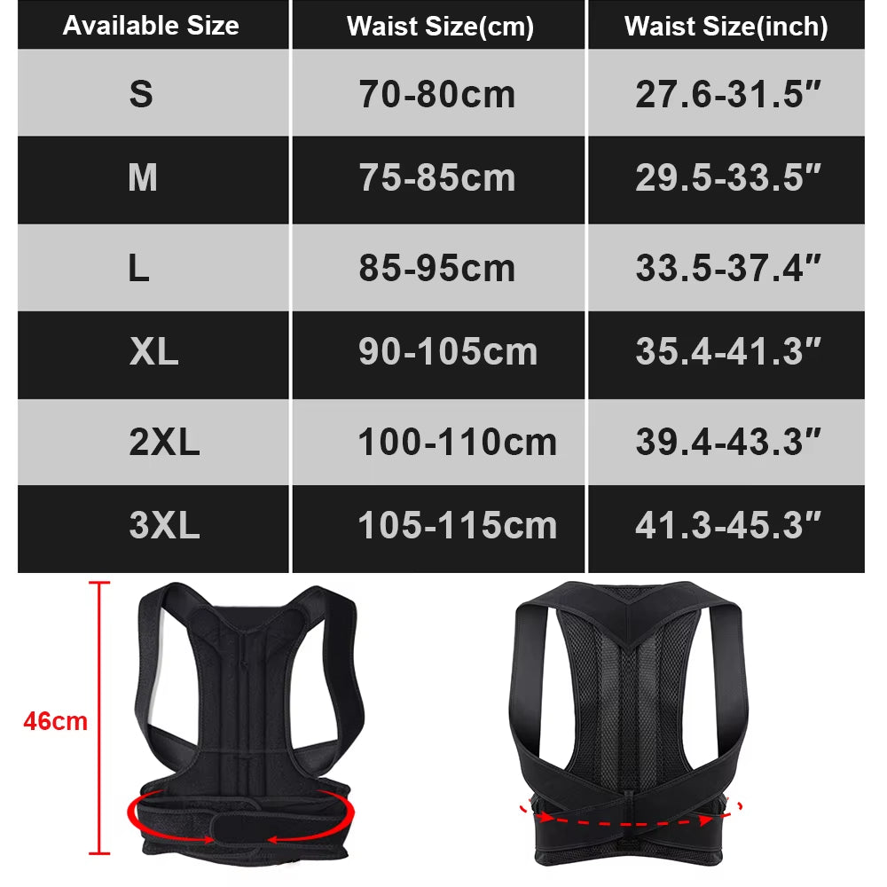 Back Brace Posture Support for Women and Men, Shoulder Straightener, Adjustable Full Back Support for Upper and Lower Back